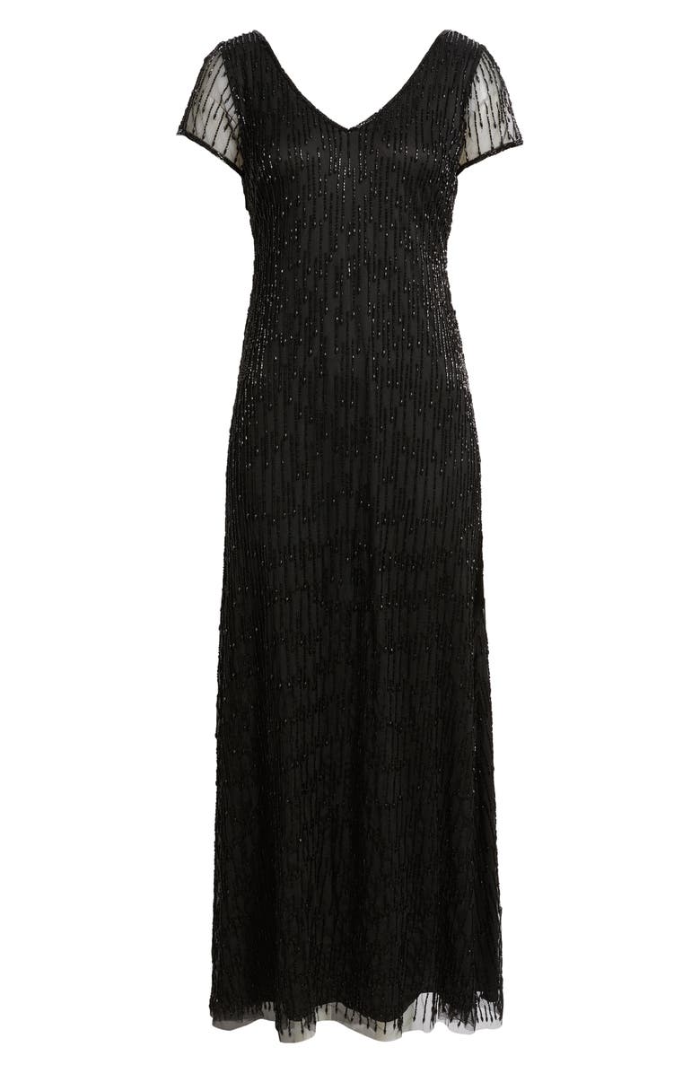 Pisarro Nights Beaded Gown, Alternate, color, Black