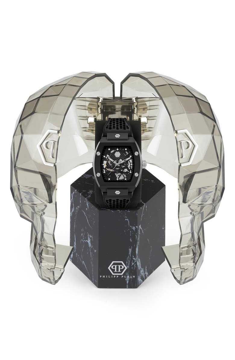 PHILIPP PLEIN The $keleton Ceramic Silicone Strap Watch, 44mm, Alternate, color, 