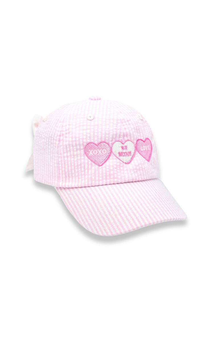 Bits & Bows Candy Hearts Bow Baseball Hat, Main, color, Pink
