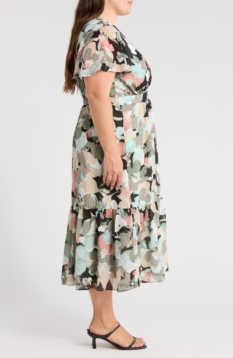 KASPER Clip Dot Flutter Sleeve Dress, Alternate, color, Black Multi