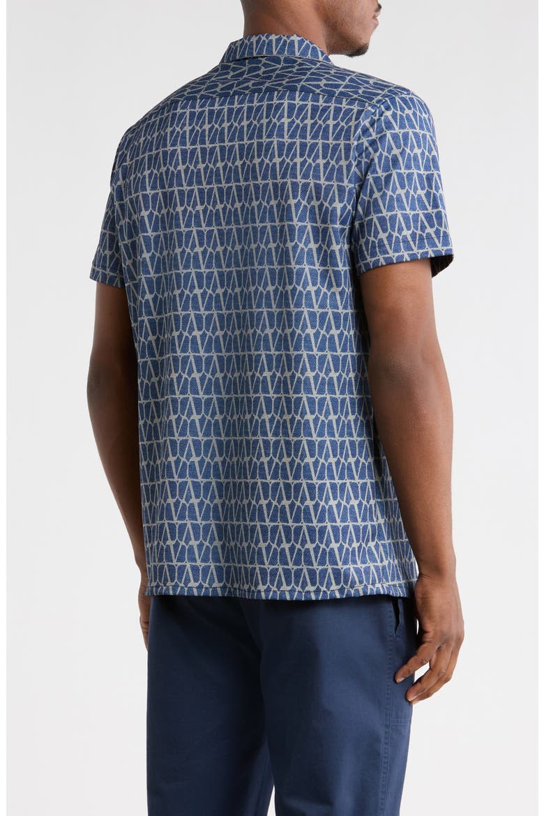 Modern Fit Textured Camp Shirt, Alternate, color, BLUE