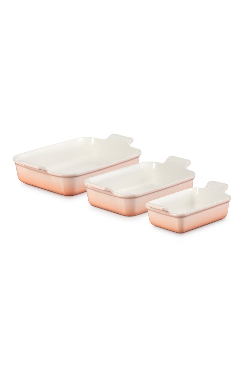 The Heritage Set of 3 Rectangular Baking Dishes, Main, color, PECHE