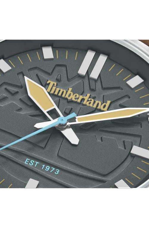 Timberland Rambush Leather Strap Watch, 42mm In Dark Brown