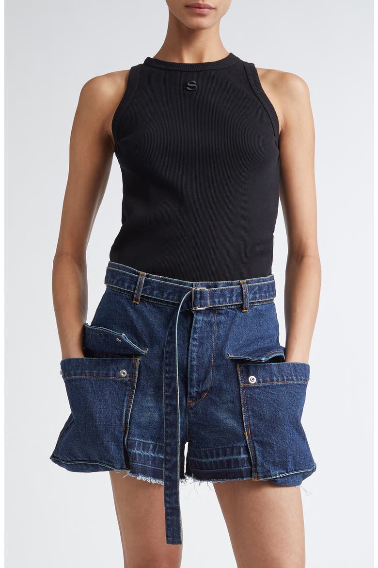 Embroidered Logo Rib Tank, Main, color, BLACK