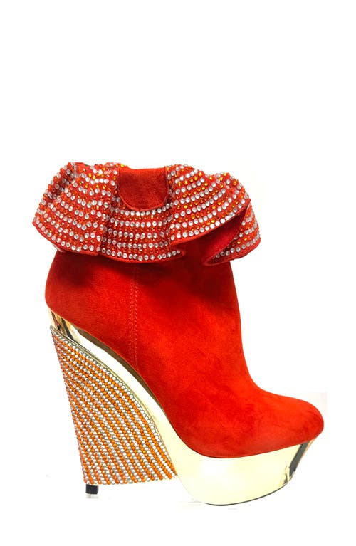 Lady Couture Venice Platform Wedge Bootie In Red