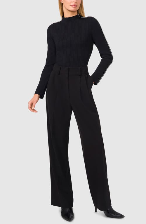 Halogenr Halogen(r) Piped Mock Neck Rib Sweater In Black