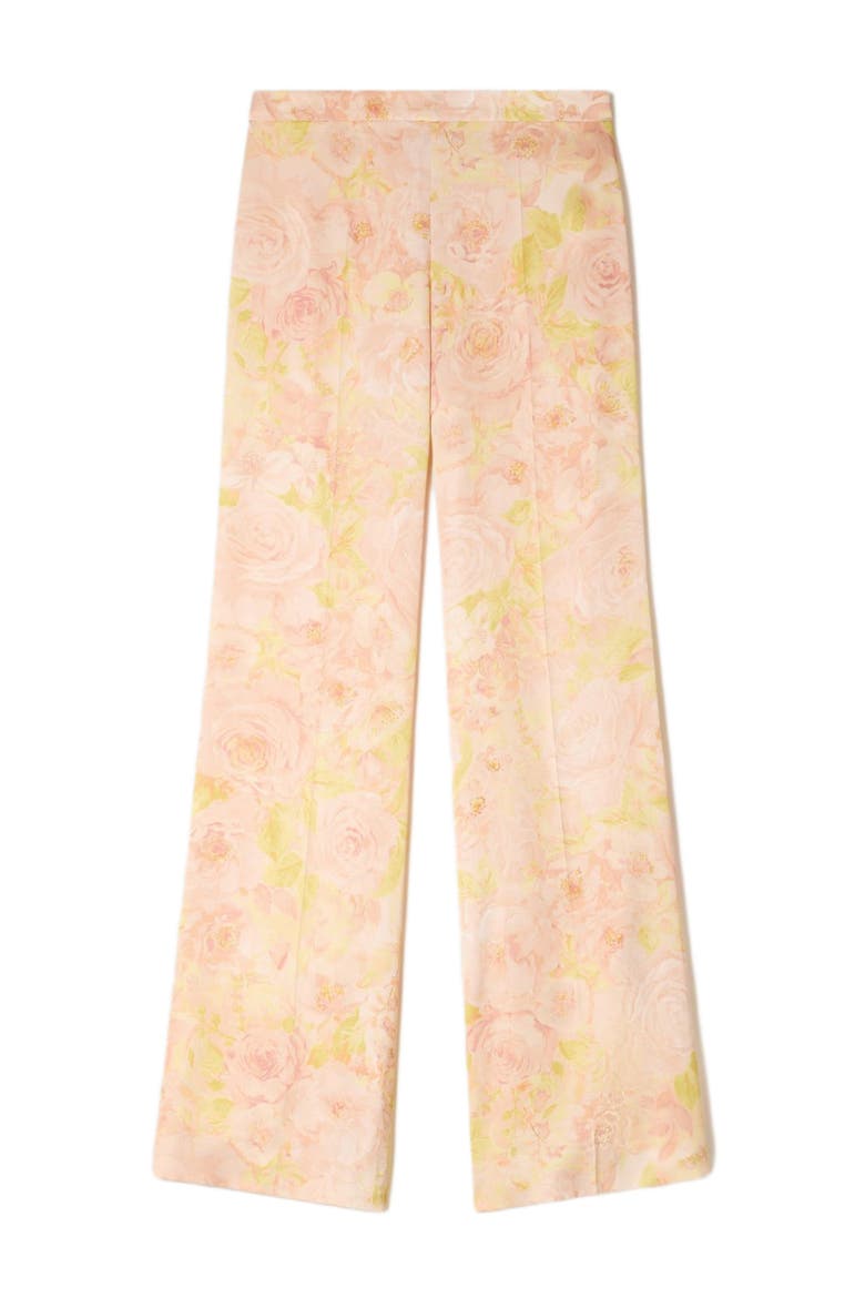 Floral-print floaty trousers, Alternate, color, Pink / green
