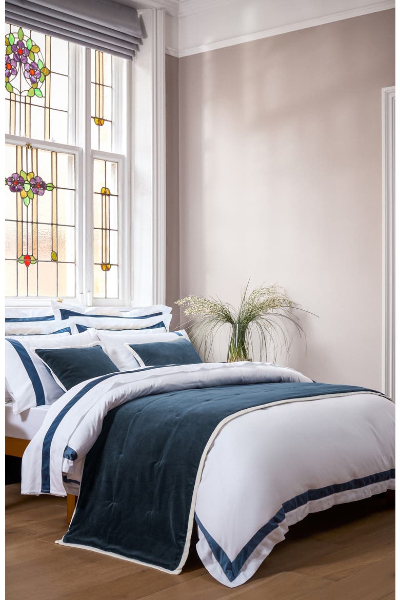 Balmoral Luxury Cotton Sateen Duvet Cover Sets, Alternate, color, Navy Blue