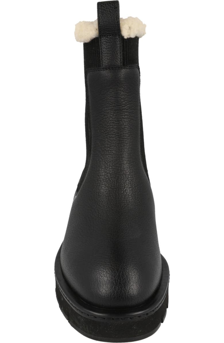 FERRAGAMO Rook Genuine Shearling Trim Leather Boot, Alternate, color, Black