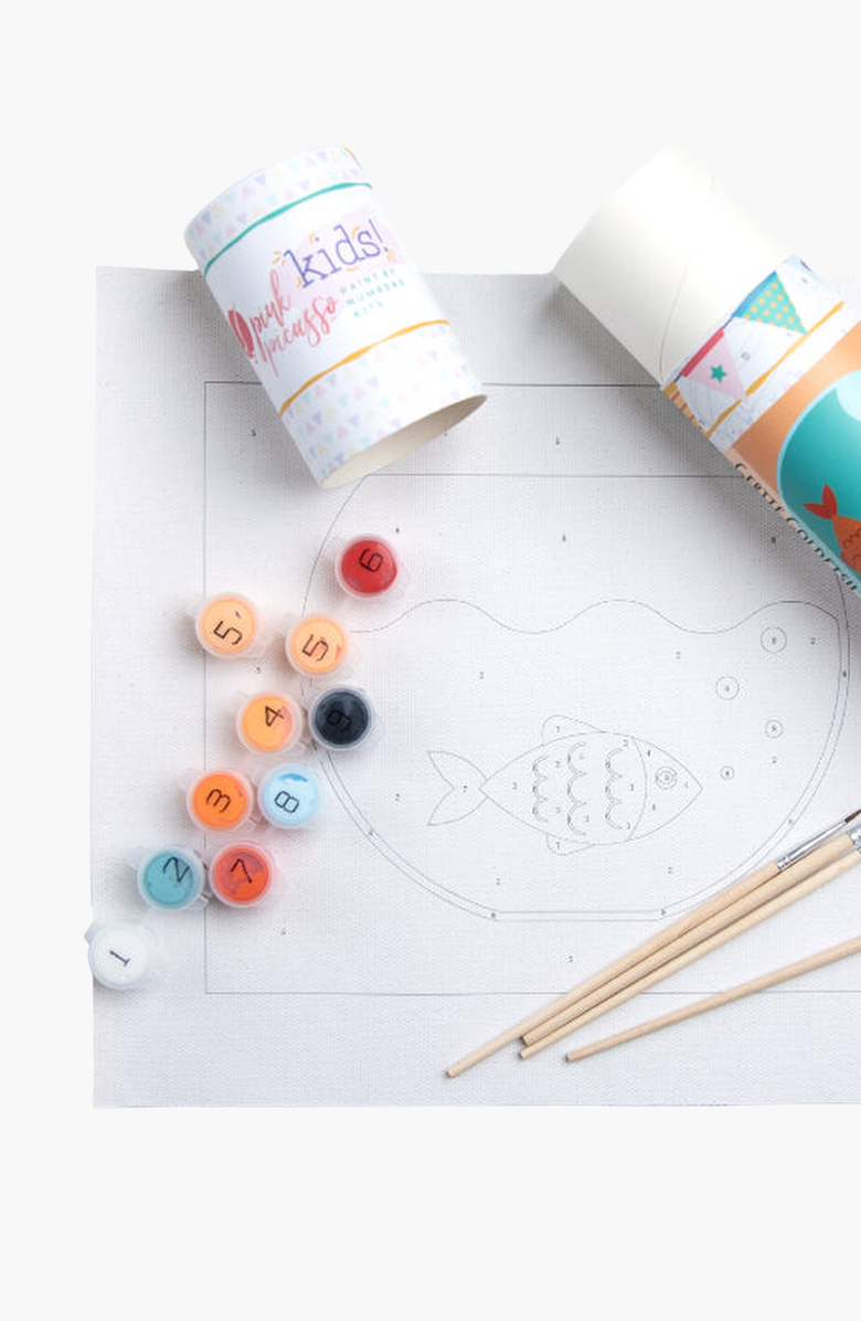 Pink Picasso Kits Gertie Goldfish Paint by Numbers Kit, Alternate, color, Orange / Teal
