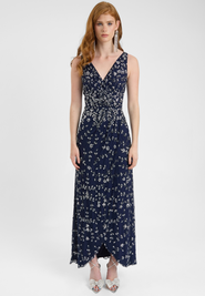 BEAUUT Embellished Sequin Beaded Maxi Dress With Wrap Bottom