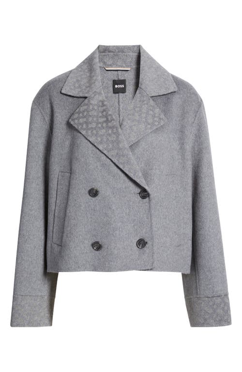 Hugo Boss Boss Jutano Contrast Print Double Breasted Wool Blend Jacket In Griffin Melange