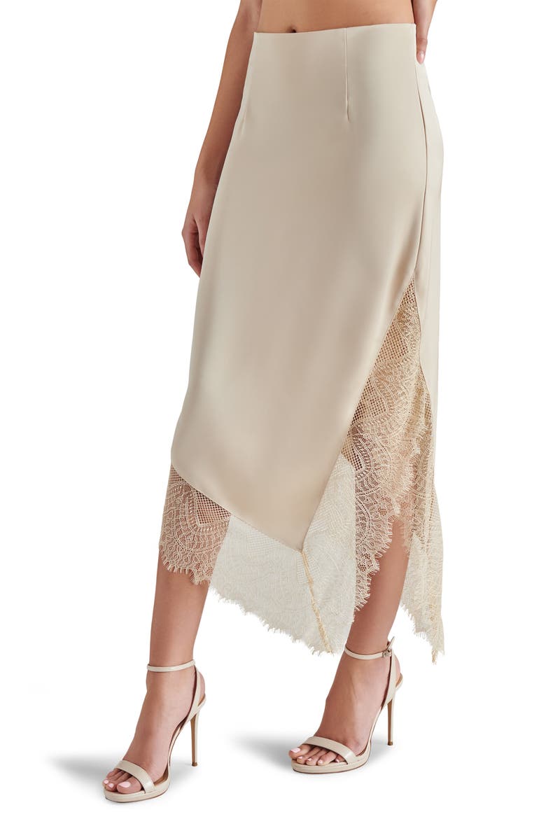Carrie Anne Satin & Lace Skirt, Alternate, color, OATMEAL