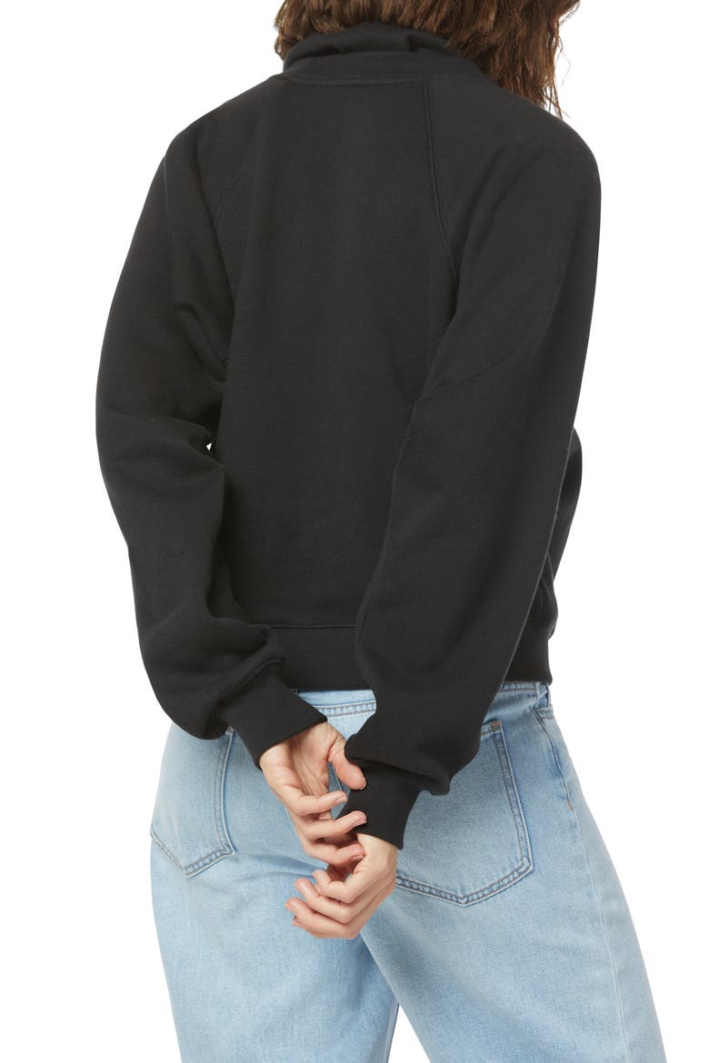 The Masked Turtleneck Cotton Blend Sweatshirt, Alternate, color, BLACK