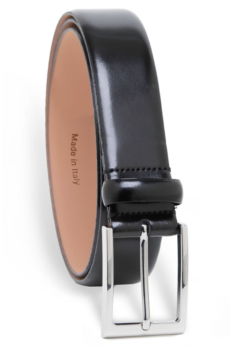 Leather Belt, Main, color, BLACK