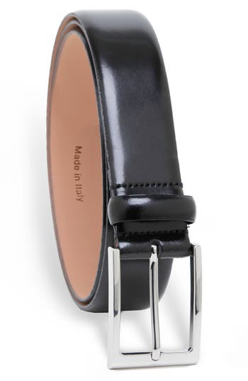 Made In Italy Leather Belt In Black