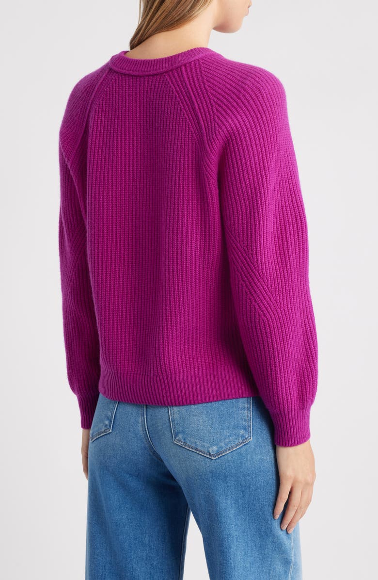 MARGARET O'LEARY Brittany Crewneck Cashmere Sweater, Alternate, color, Magenta