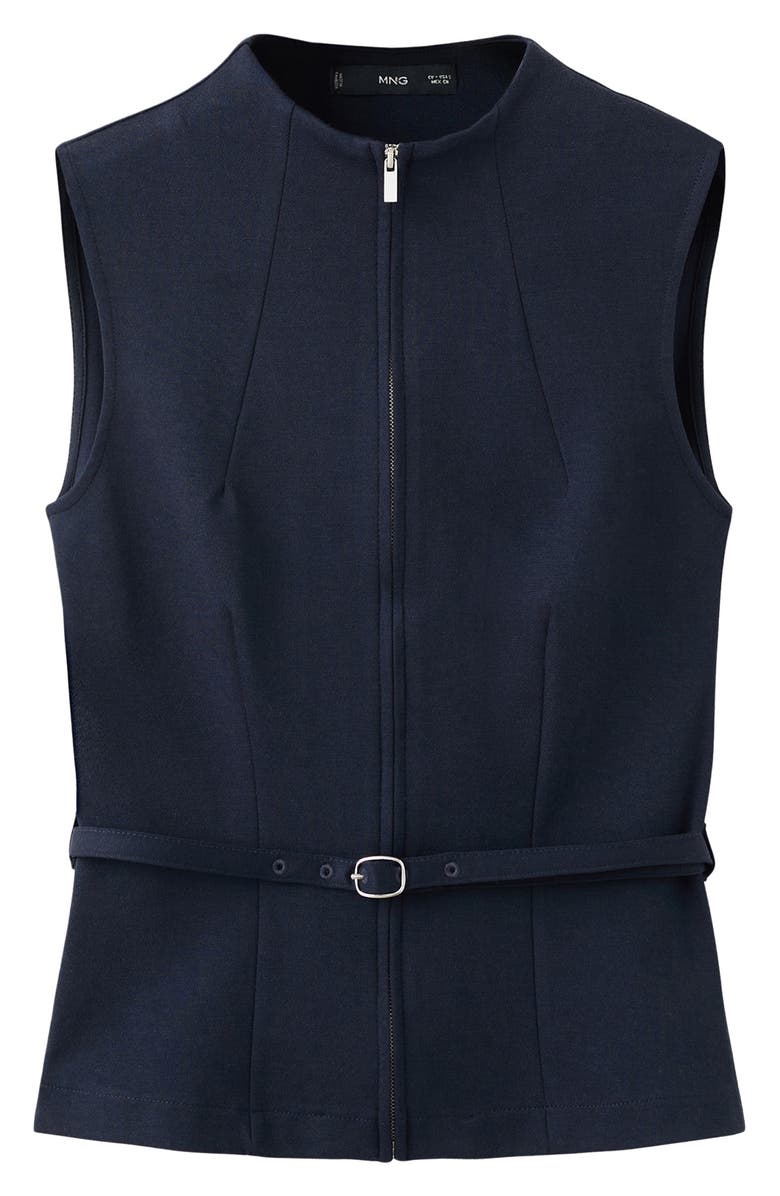 MANGO Fitted Zip Vest, Alternate, color, Dark Navy
