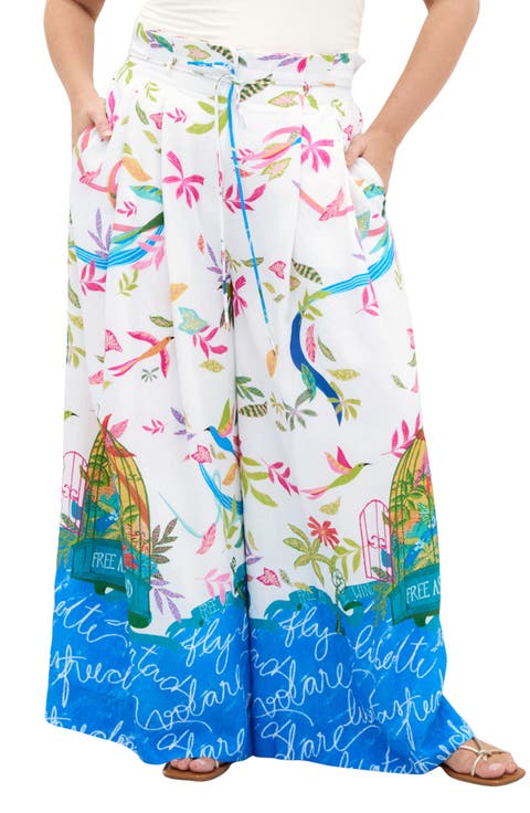 Free Spirit Paperbag Waist Wide Leg Pants (Plus)