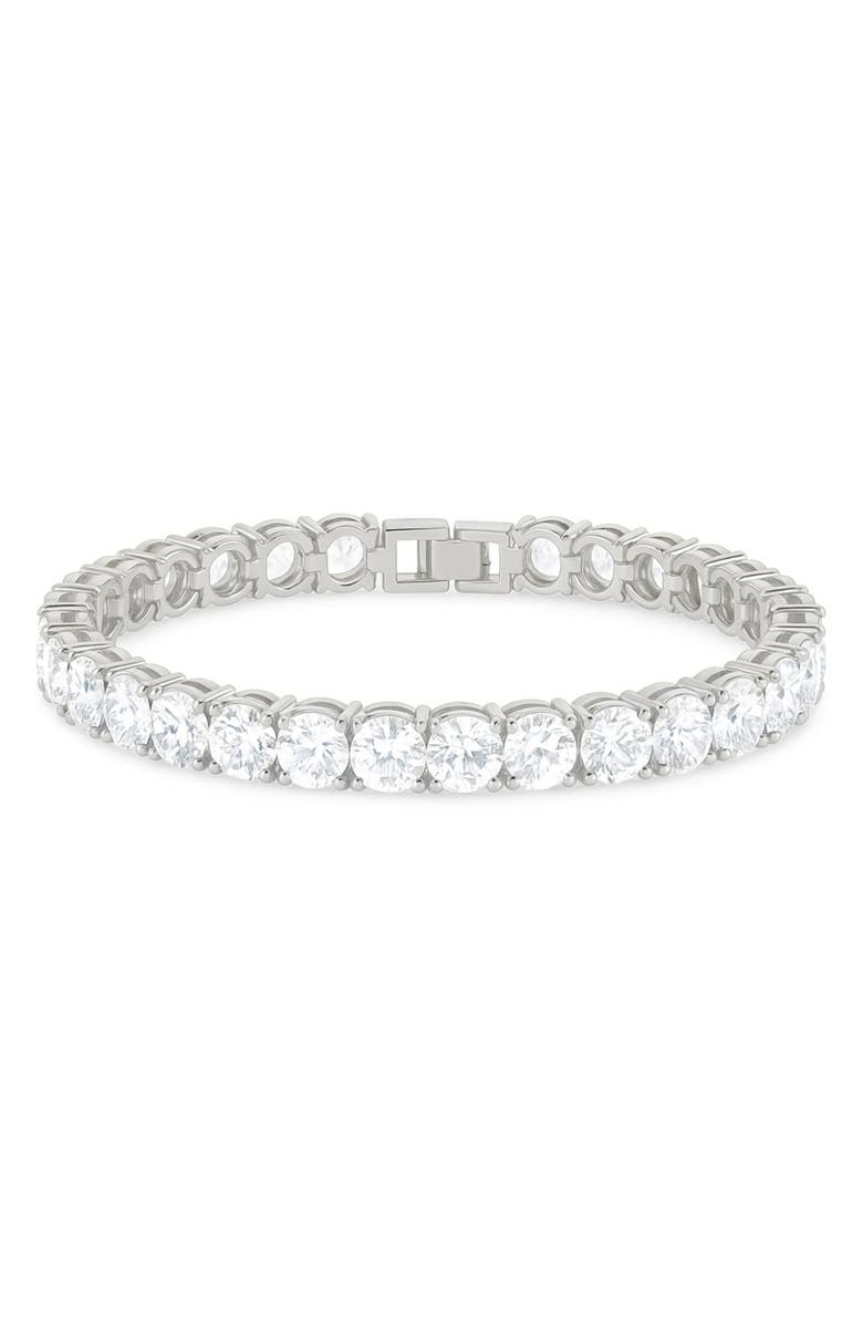 Sterling Forever Round Cut Cubic Zirconia Tennis Bracelet, Main, color, Silver