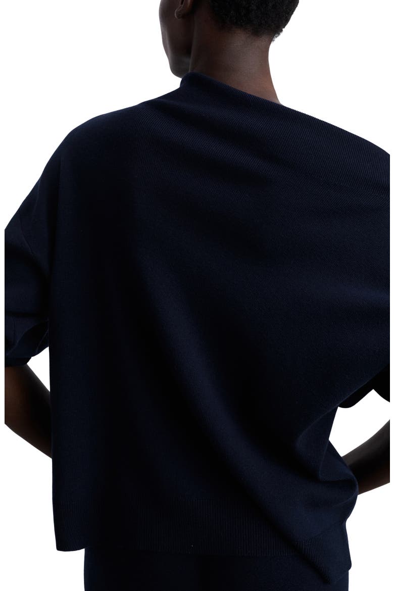 Asymmetric Mock Neck Off the Shoulder Sweater, Alternate, color, DARK NAVY