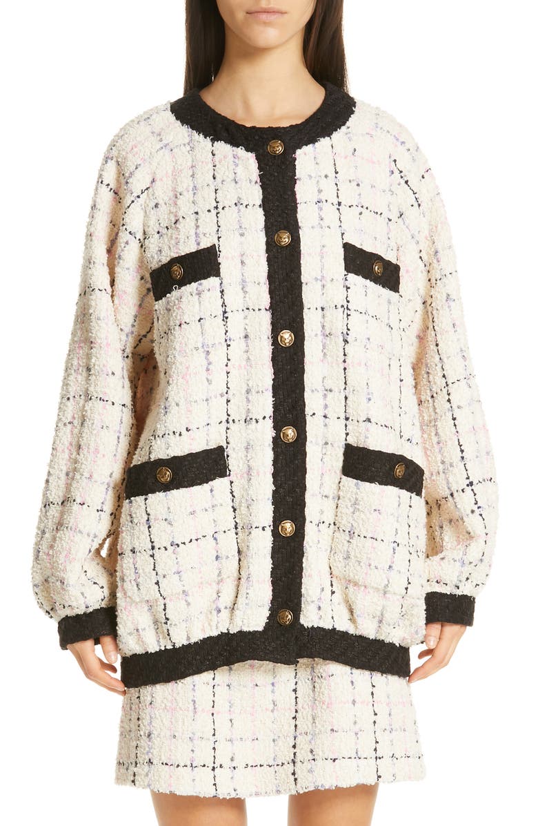 Gucci Oversize Tweed Bomber Jacket, Main, color, 