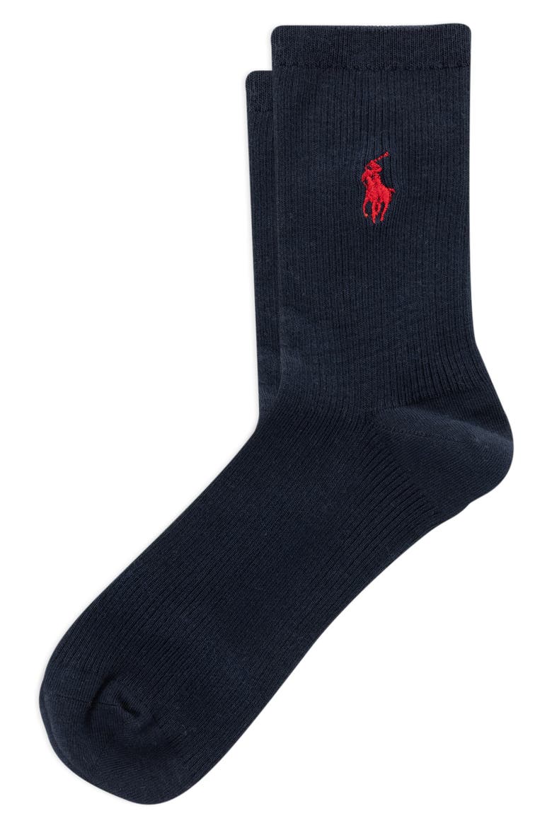 Rib Crew Socks, Main, color, NAVY