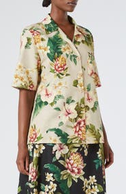 Marina Rinaldi Brais Floral Linen & Cotton Button-Up Shirt