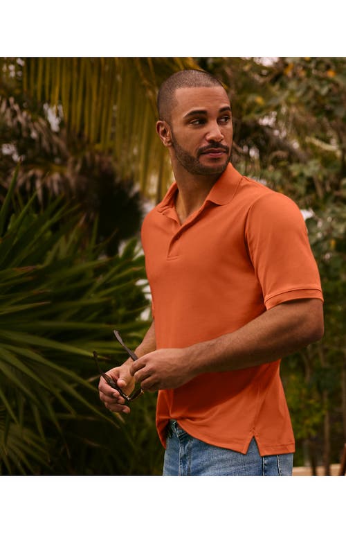 Lands' End Short Sleeve Cotton Supima Polo Shirt In Orange
