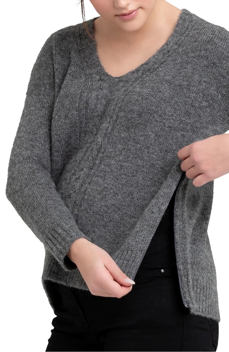 Ripe Maternity Cara Cable Knit Nursing Sweater, Alternate, color, 
