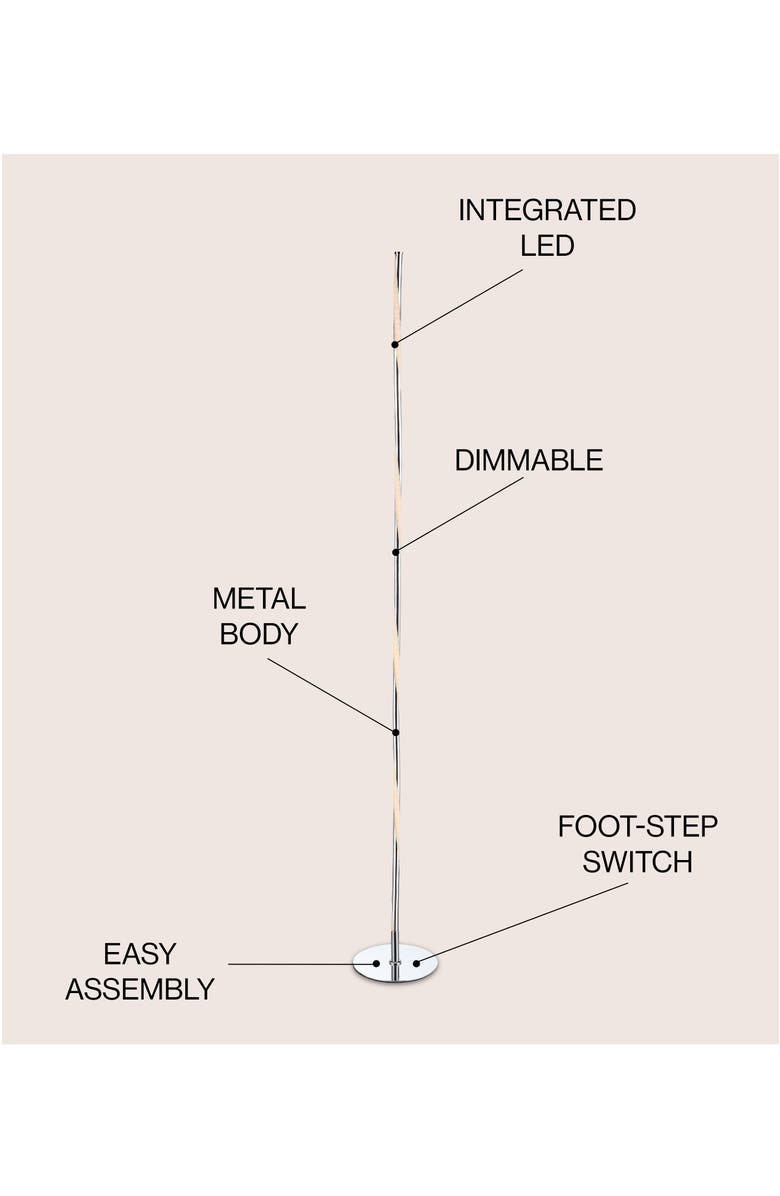 JONATHAN Y Pilar 63.75" LED Integrated Floor Lamp, Alternate, color, Chrome