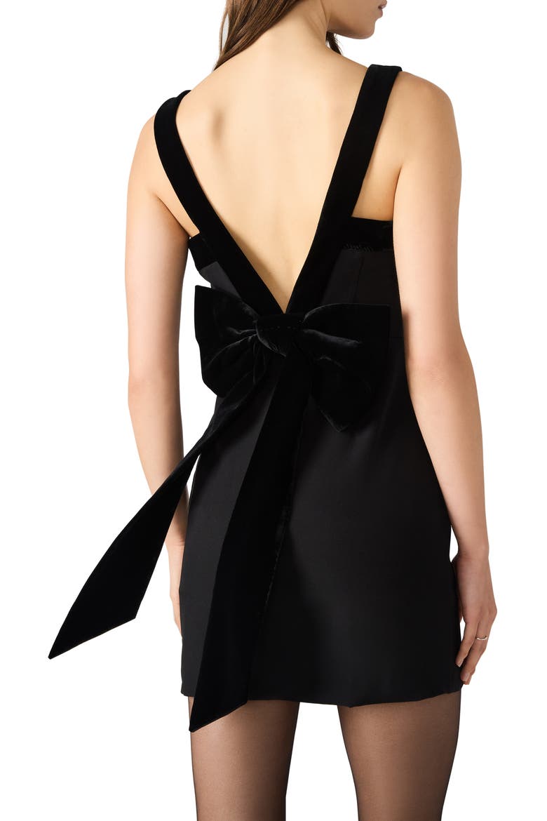 Valory Velvet Bow Minidress, Alternate, color, BLACK