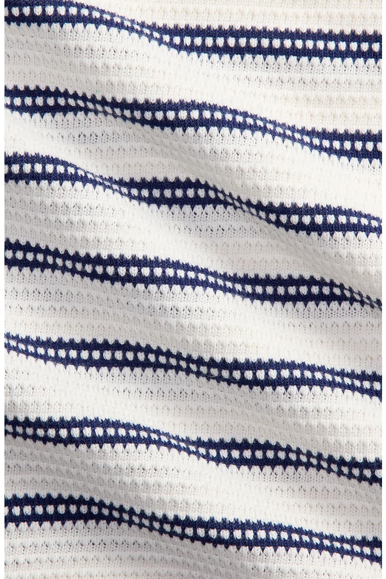 Stripe Pointelle Camp Shirt, Alternate, color, PALE CREAM/ NEWPORT NAVY