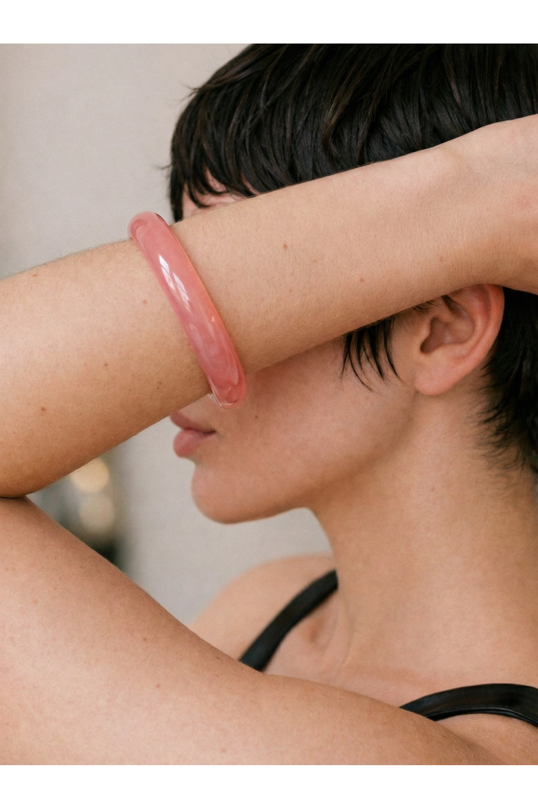 Silk Collection Blush Pink Jade Stone Bangle, Alternate, color, Pink