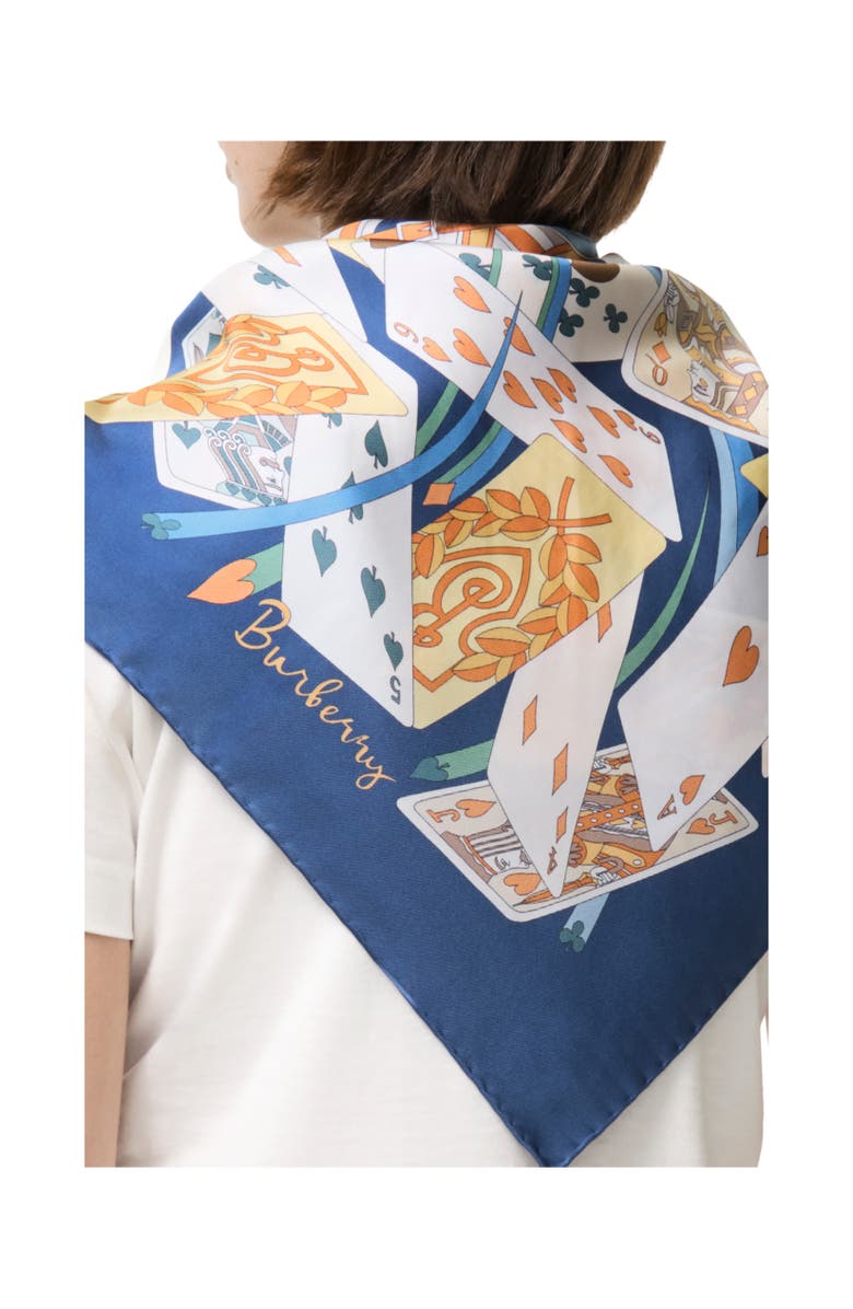 Burberry House of Cards Silk Scarf, Alternate, color, Maritime Blue