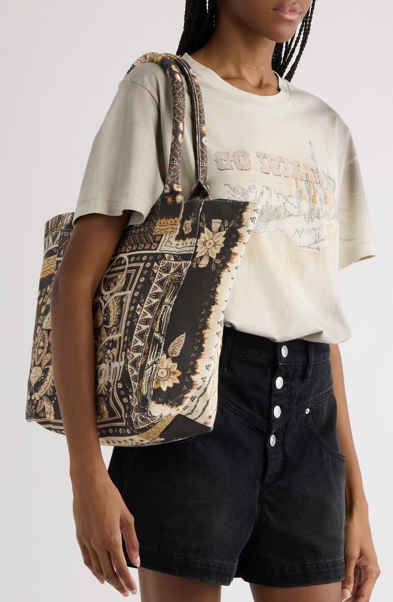 Isabel Marant Small Yenky Bandana Canvas Tote, Alternate, color,
