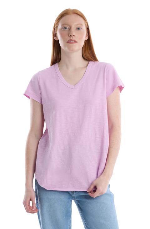 Short Sleeve Shrunken V-Neck Shirttail Top
