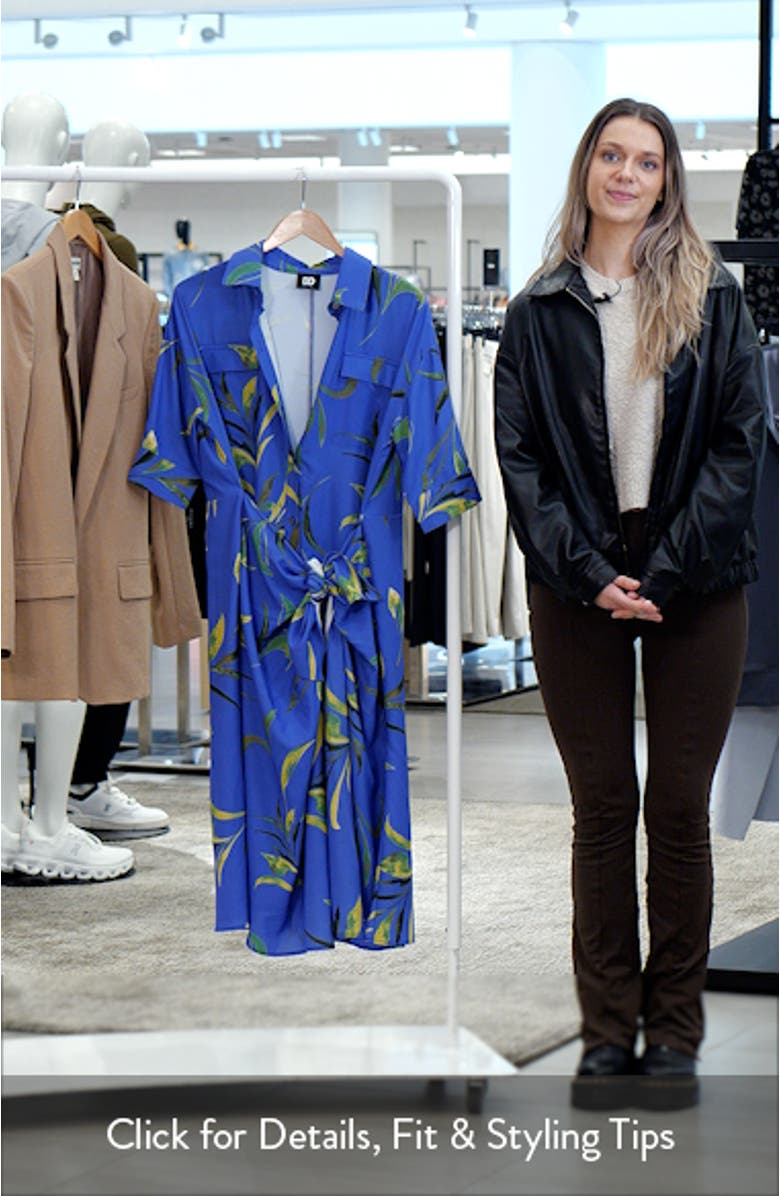 Bobbi Floral Stretch Cotton Midi Shirtdress, sales video thumbnail