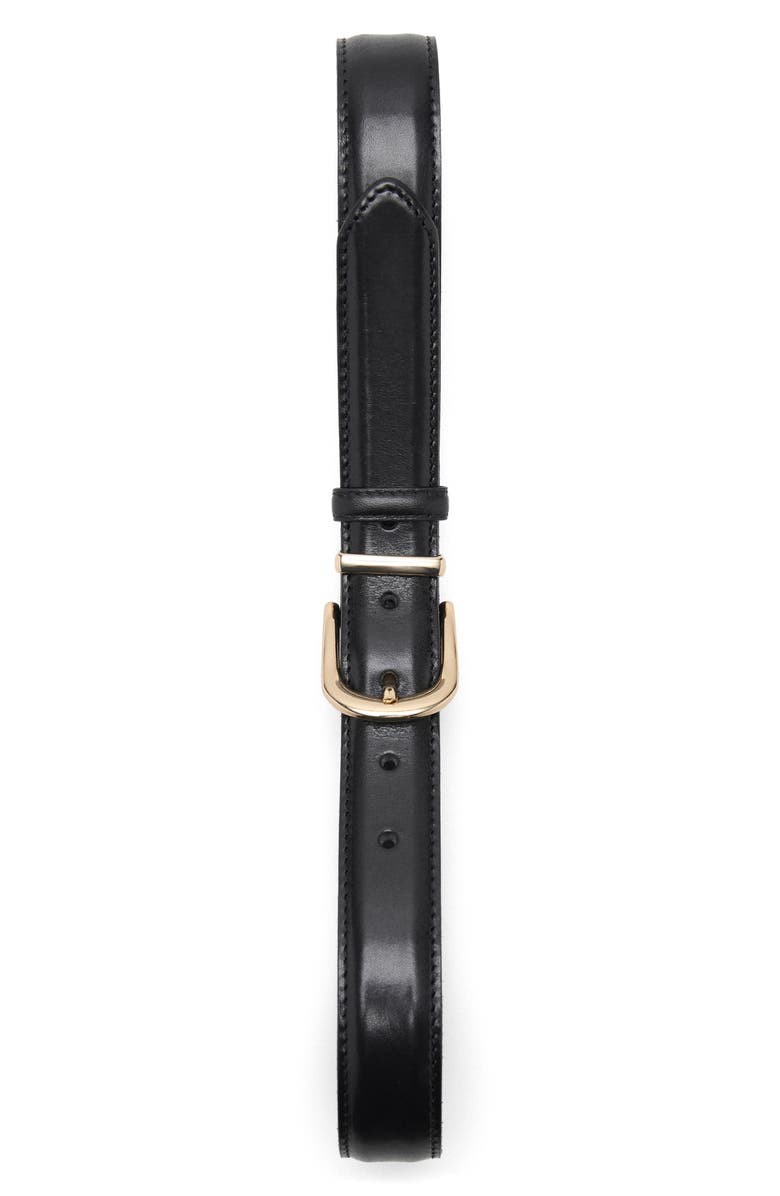 MANGO Leather Belt, Main, color, Black