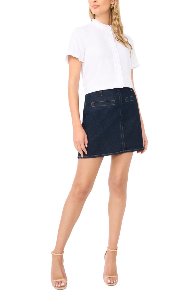 Ruffle Button-Up Shirt, Alternate, color, ULTRA WHITE