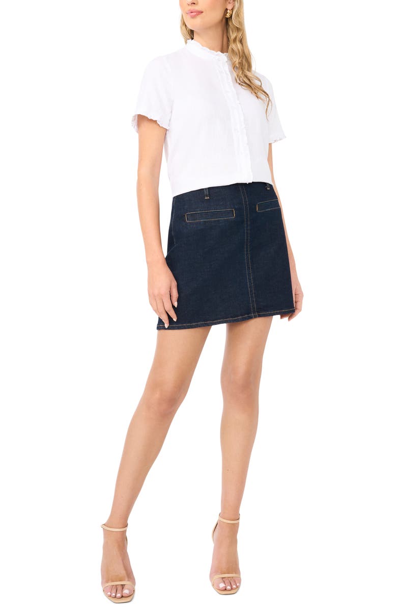 Vince Camuto Ruffle Button-Up Shirt, Alternate, color, Ultra White