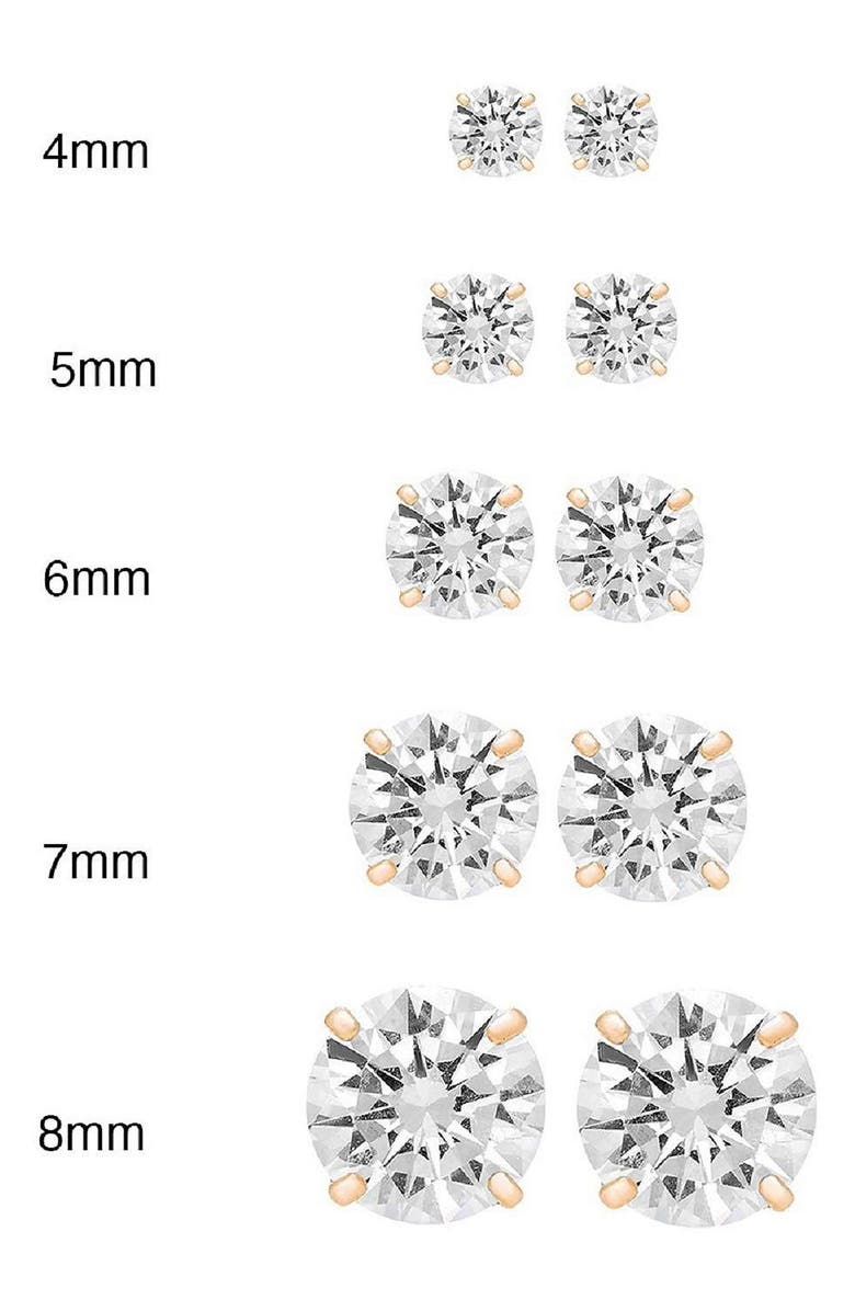 A&M 14K Gold Cubic Zirconia 8mm Stud Earrings, Alternate, color, Gold