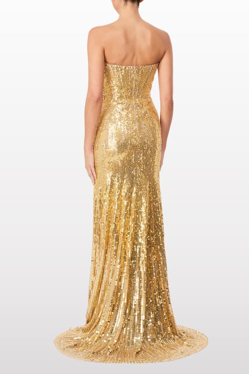 Jenny Packham Sarai Sequin-embellished Strapless Maxi Dress In Gold