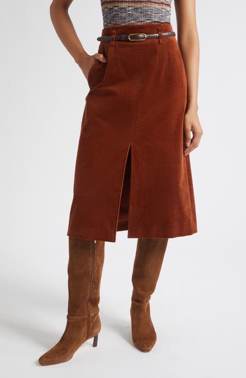 Alexie Corduroy Midi Skirt