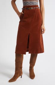 Veronica Beard Alexie Corduroy Midi Skirt
