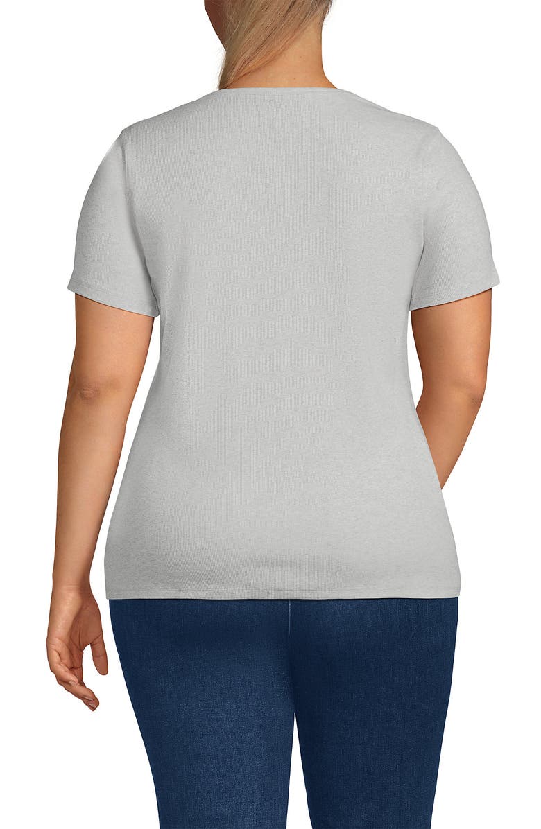 Lands' End Cotton Rib T-shirt, Alternate, color, Soft Light Gray Heather