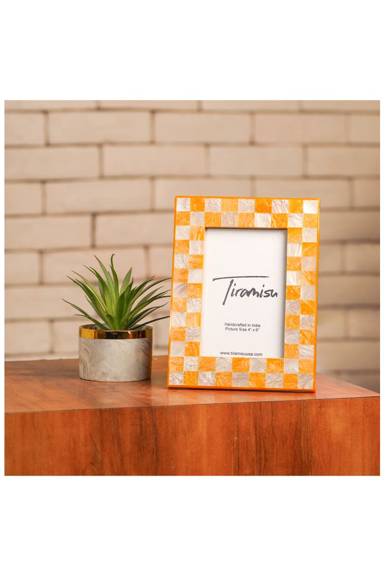 Resin Checkered Picture Frame, Alternate, color, YELLOW