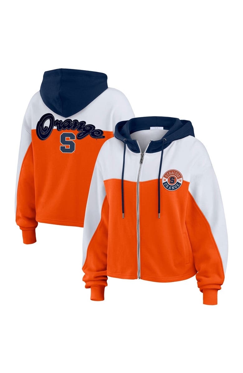 WEAR by Erin Andrews Women's WEAR by Erin Andrews Orange Syracuse Orange Color-Block Full-Zip Hoodie, Main, color, 