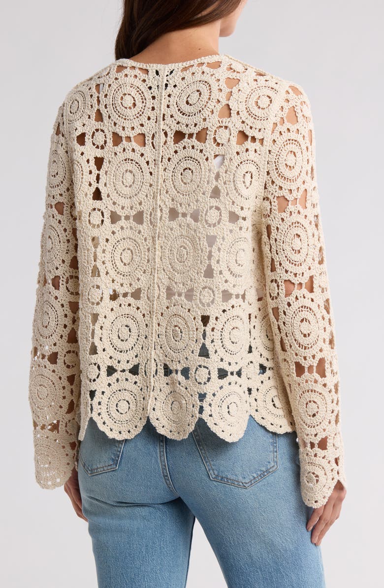 Crochet Circle Button Front Cardigan