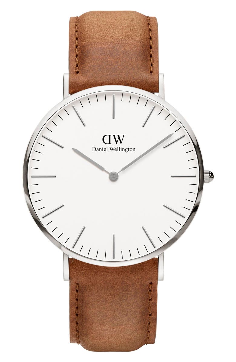 Daniel Wellington Classic Durham Leather Strap Watch, 40mm, Main, color, 